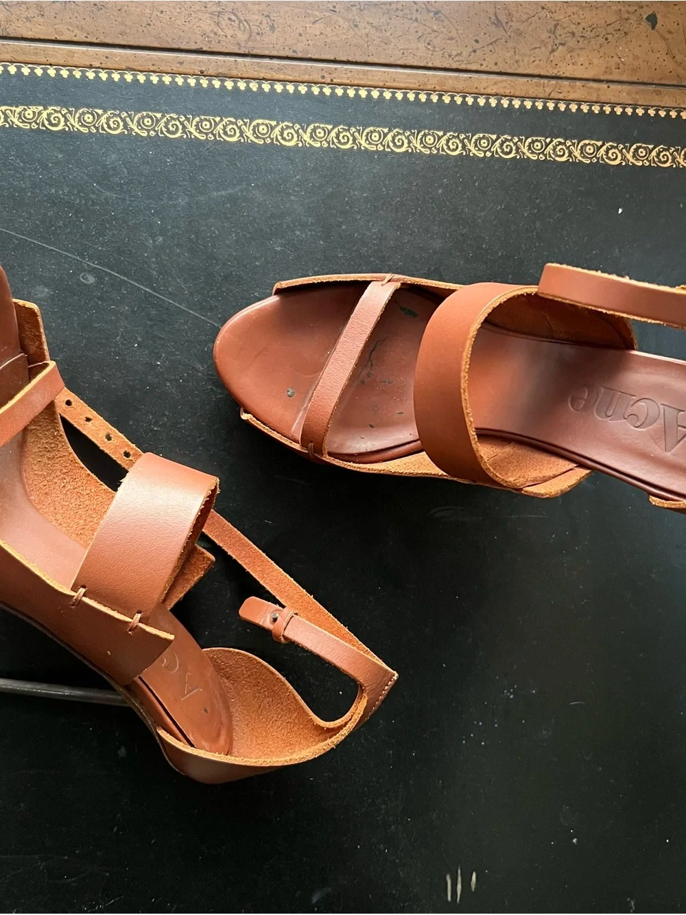 Acne Brown Leather Platform Stiletto Sandals